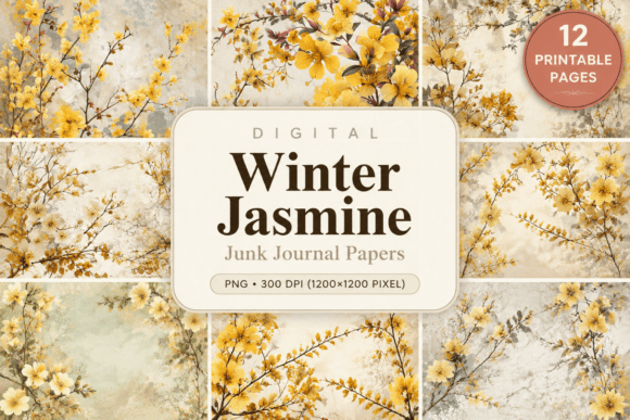 Download Winter Jasmine Junk Journal Papers - Journal papers Collection