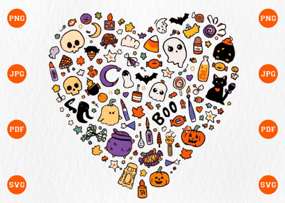 Download Boo Heart Shape Halloween Elements PNG - Halloween elements Collection