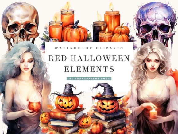 Download Red Halloween Elements Clipart - Halloween elements Collection
