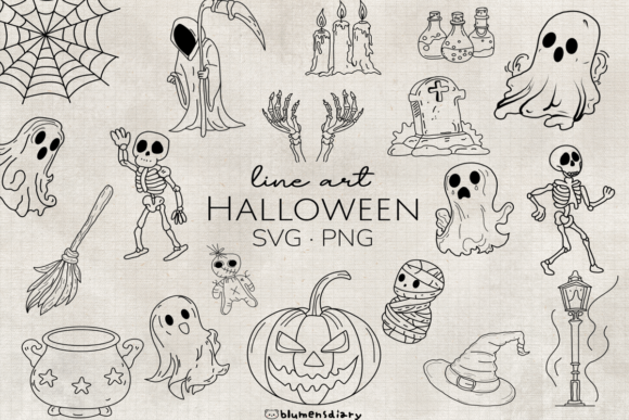 Download Line Art Halloween Elements Clipart - Halloween elements Collection