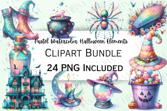 Download Watercolor Pastel Halloween Elements - Halloween elements Collection
