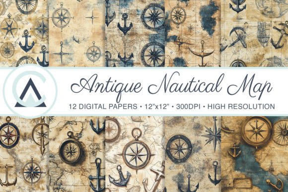 Download Antique Nautical Map Junk Journal Papers - Journal papers Collection