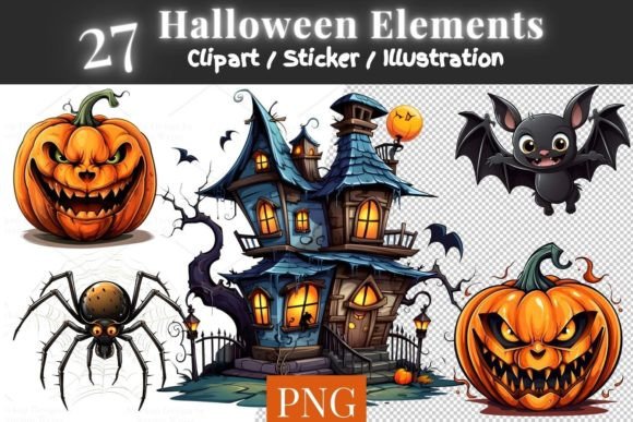 Download 27 Creepy Halloween Elements, PNG 843 - Halloween elements Collection