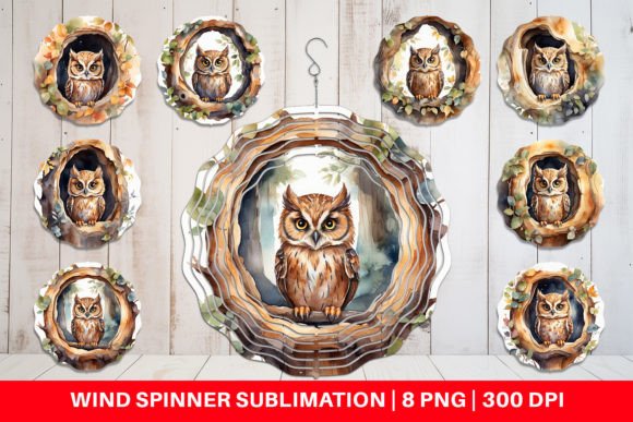 Download Wind Spinner Watercolor Owl - Watercolor owl Collection