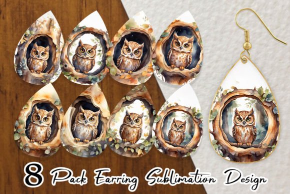 Download Earring Watercolor Owl - Watercolor owl Collection
